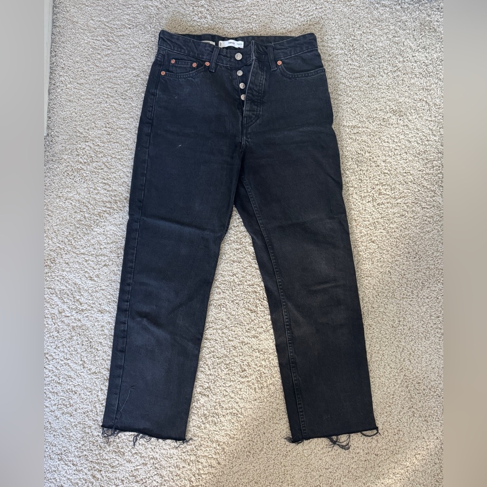 Mango Charcoal Button-Fly Jeans